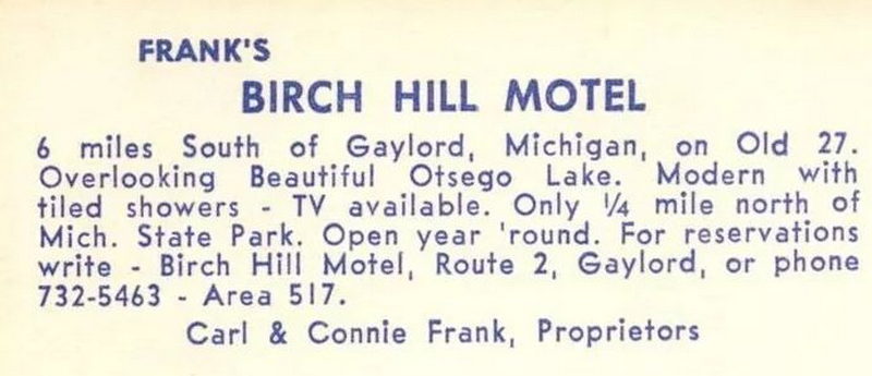 Birch Hill Motel (White Birch Motel, Perrins Motel) - Postcard